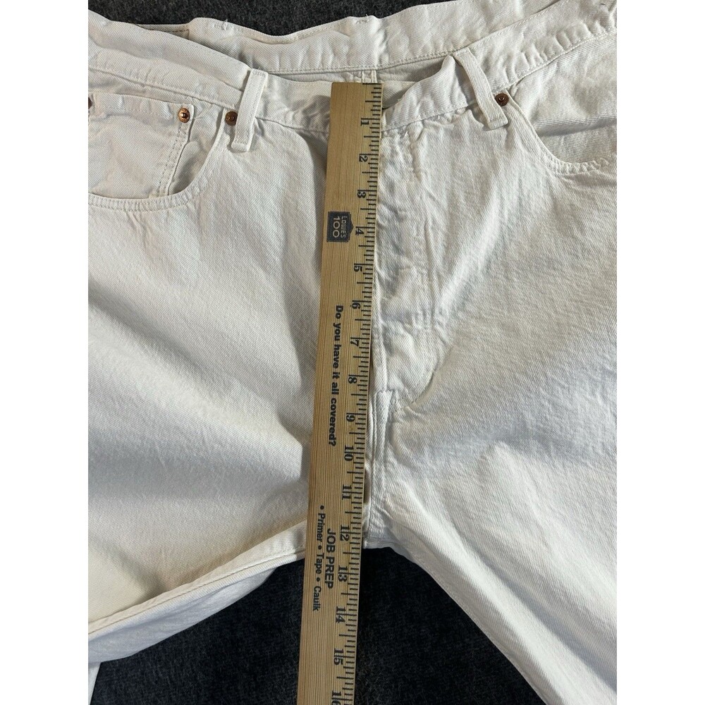 Levis Jeans Men 38x30 White Prem 501 90s Big E Button Fly Straight Denim Casual - Picture 13 of 14